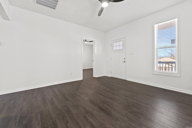 3113 W 11th, Little Rock, AR 72204 - unfurnished room featuring ceiling fan, dark wood-style flooring, and baseboards