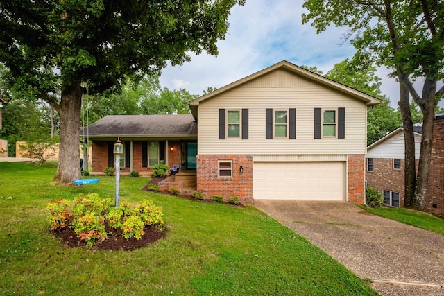 27 Crownpoint Rd, Little Rock, AR 72227 - split level home featuring brick siding, a garage, driveway, and a porch