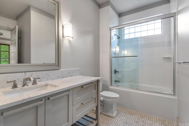 145 Cove Creek Ct, Little Rock, AR 72211 - full bathroom with healthy amount of natural light, tiled shower / bath combo, ornamental molding, toilet, and vanity