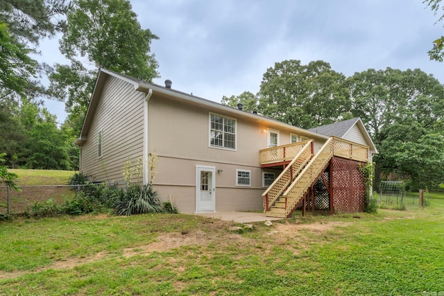23 S Summit Dr, Cabot, AR 72023 - rear view of property with stairway, a deck, and a patio area