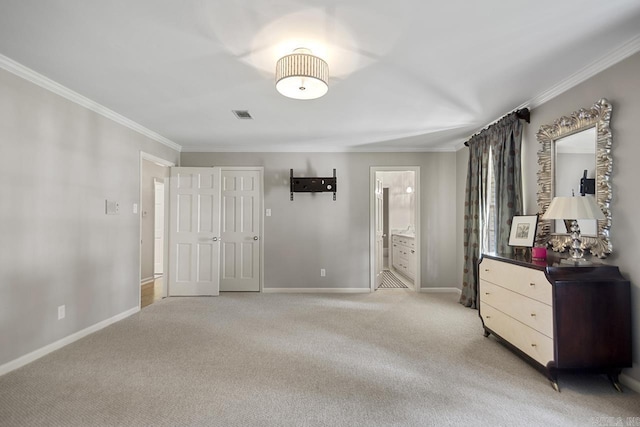 2820 N Rodney Parham Rd, Little Rock, AR 72212 - bedroom featuring light colored carpet, ornamental molding, and connected bathroom