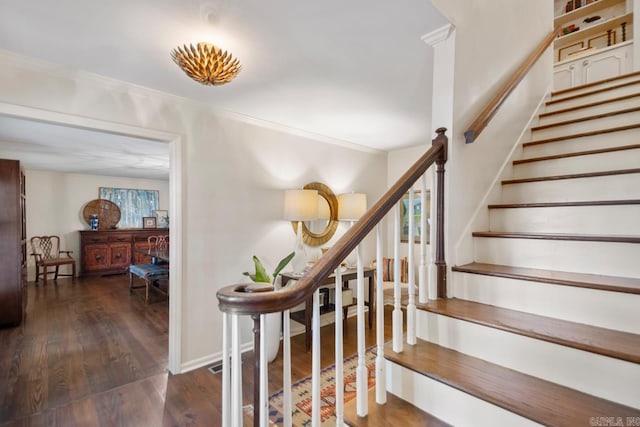 2820 N Rodney Parham Rd, Little Rock, AR 72212 - stairway featuring wood finished floors and crown molding