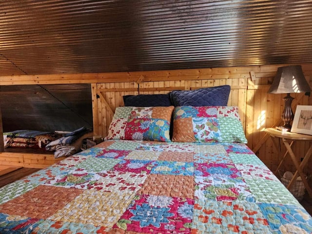 3227 Red Bluff Rd, Marshall, AR 72650 - bedroom with wood walls