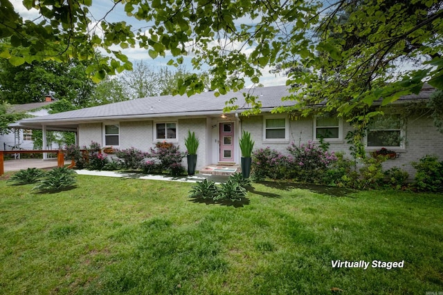 375 Goshen Ave, North Little Rock, AR 72116 - ranch-style house featuring brick siding, a front lawn, and a shingled roof