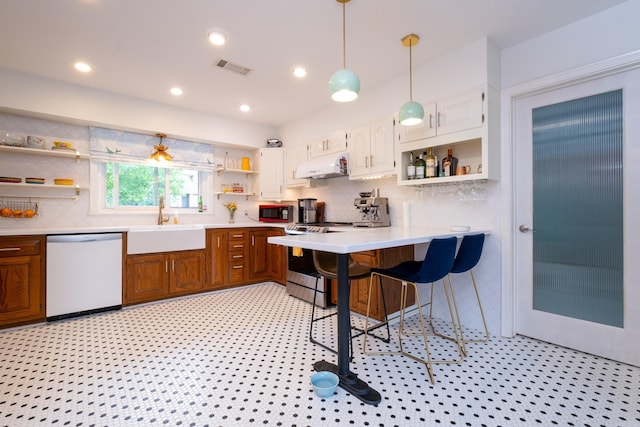 375 Goshen Ave, North Little Rock, AR 72116 - kitchen with open shelves, dishwasher, stainless steel electric range, under cabinet range hood, and recessed lighting