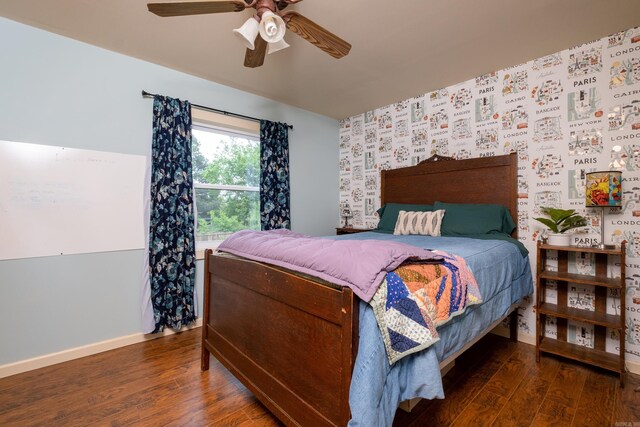 375 Goshen Ave, North Little Rock, AR 72116 - bedroom with wood finished floors, baseboards, and a ceiling fan