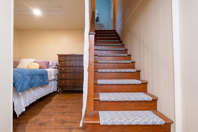 375 Goshen Ave, North Little Rock, AR 72116 - stairway featuring wood finished floors and wooden walls