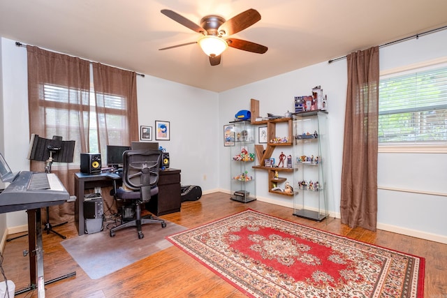 375 Goshen Ave, North Little Rock, AR 72116 - office space featuring a ceiling fan, wood finished floors, and baseboards