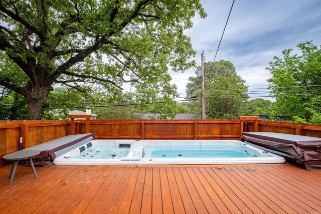 375 Goshen Ave, North Little Rock, AR 72116 - deck featuring a covered hot tub and fence