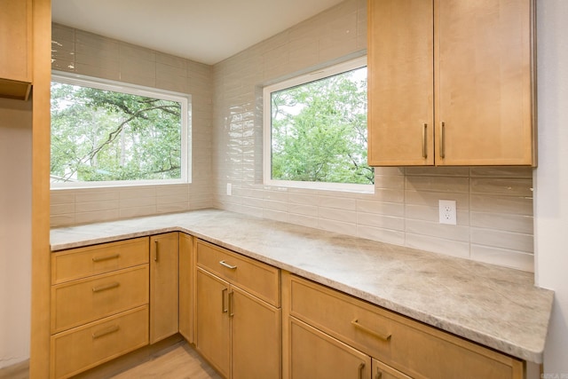 9008 Leatrice Dr, Little Rock, AR 72227 - kitchen with healthy amount of natural light and tasteful backsplash