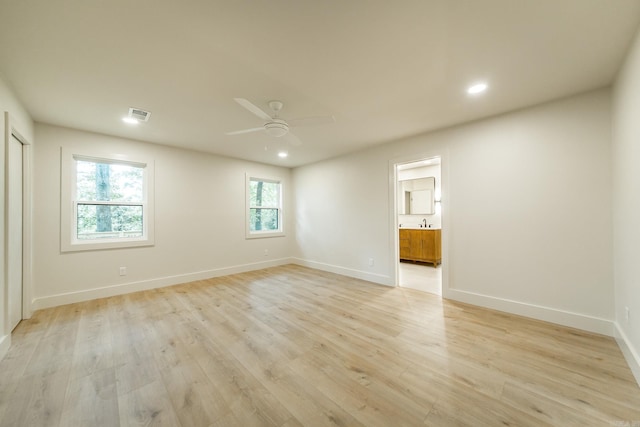 9008 Leatrice Dr, Little Rock, AR 72227 - unfurnished room featuring ceiling fan, light wood-style flooring, baseboards, and recessed lighting