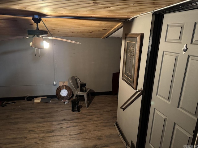 699 Ash Flat Dr, Ash Flat, AR 72513 - below grade area with wood ceiling, dark wood-style flooring, and baseboards
