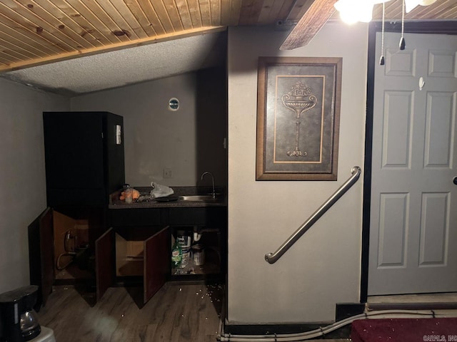 699 Ash Flat Dr, Ash Flat, AR 72513 - hall featuring a sink, wood finished floors, and wooden ceiling