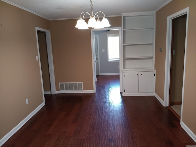 162 Cloverdale, Searcy, AR 72143 - unfurnished dining area featuring a chandelier, dark wood-style flooring, ornamental molding, and baseboards