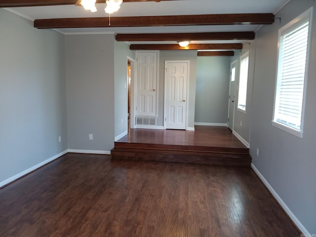 162 Cloverdale, Searcy, AR 72143 - unfurnished room with beam ceiling, dark wood-style flooring, and baseboards
