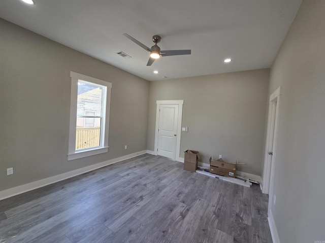 1017 Jefferson, Little Rock, AR 72204 - empty room with ceiling fan, wood finished floors, recessed lighting, and baseboards