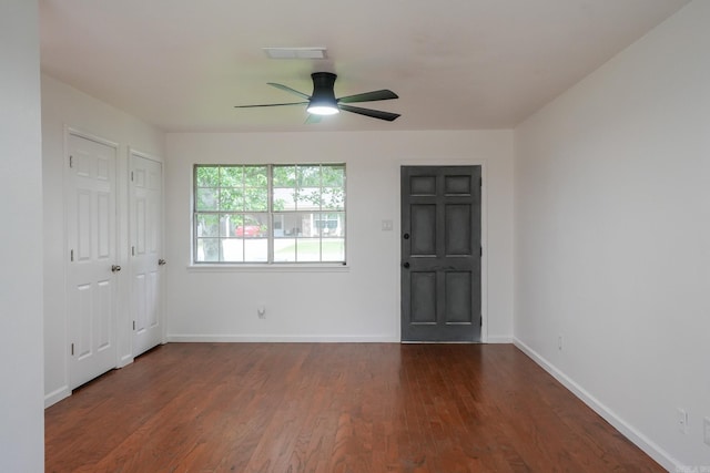 3516 Vickie Dr, Bryant, AR 72022 - empty room with a ceiling fan, wood finished floors, and baseboards