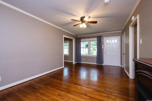 15 Coolwood Dr, Little Rock, AR 72202 - foyer with baseboards, a ceiling fan, wood finished floors, and ornamental molding