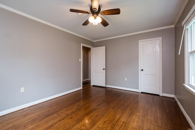 15 Coolwood Dr, Little Rock, AR 72202 - unfurnished room featuring dark wood-type flooring, baseboards, ceiling fan, and ornamental molding