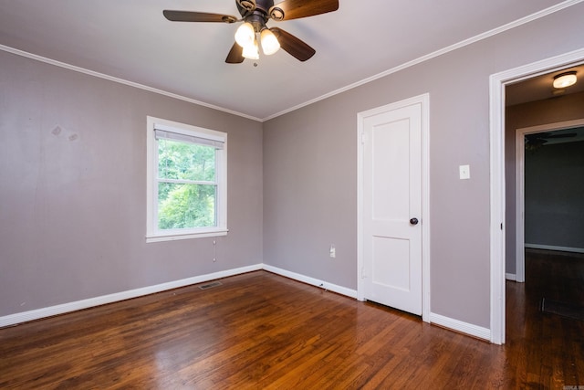 15 Coolwood Dr, Little Rock, AR 72202 - unfurnished bedroom with wood finished floors, baseboards, ornamental molding, and a ceiling fan