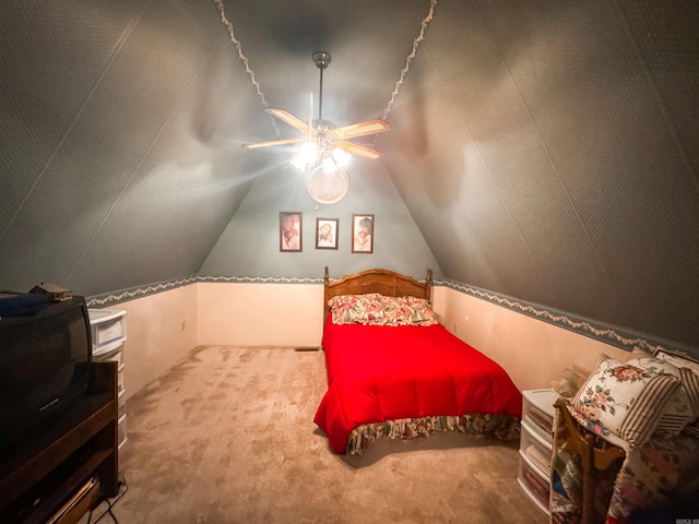 53 White Oak Cir, Searcy, AR 72143 - carpeted bedroom with lofted ceiling and a ceiling fan