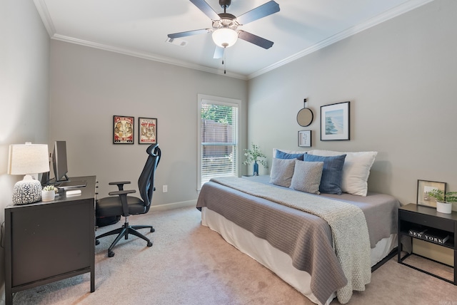 43 Tournay Cir, Little Rock, AR 72223 - carpeted bedroom featuring a desk, ornamental molding, baseboards, and ceiling fan