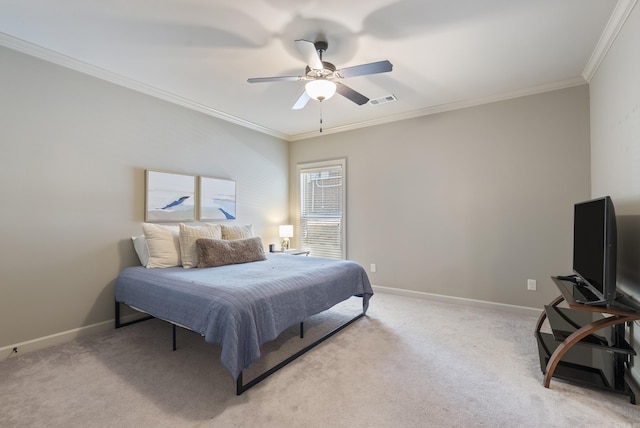 43 Tournay Cir, Little Rock, AR 72223 - bedroom featuring ornamental molding, light carpet, baseboards, and ceiling fan