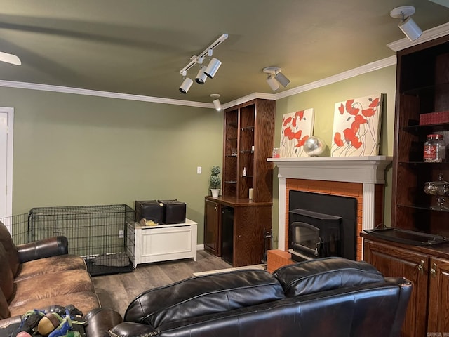 8 Evergreen Ct, Little Rock, AR 72227 - cinema with ornamental molding, wood finished floors, and track lighting