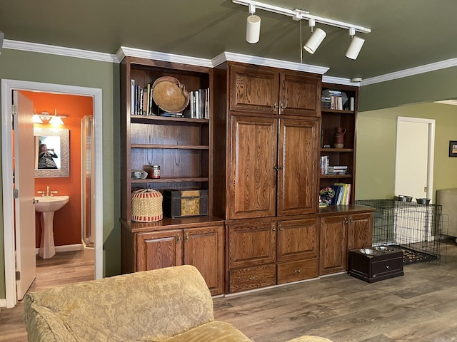 8 Evergreen Ct, Little Rock, AR 72227 - living room featuring crown molding and wood finished floors