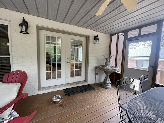 8 Evergreen Ct, Little Rock, AR 72227 - sunroom / solarium with a ceiling fan, french doors, and plenty of natural light