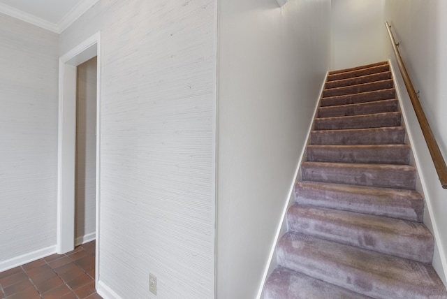 2805 Foxcroft Rd Unit 602, Little Rock, AR 72227 - staircase featuring crown molding