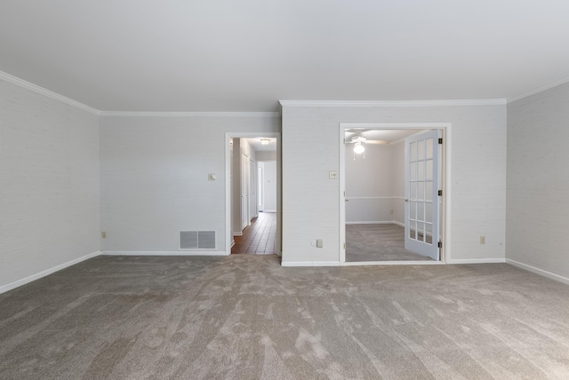 2805 Foxcroft Rd Unit 602, Little Rock, AR 72227 - carpeted spare room with crown molding, baseboards, and a ceiling fan