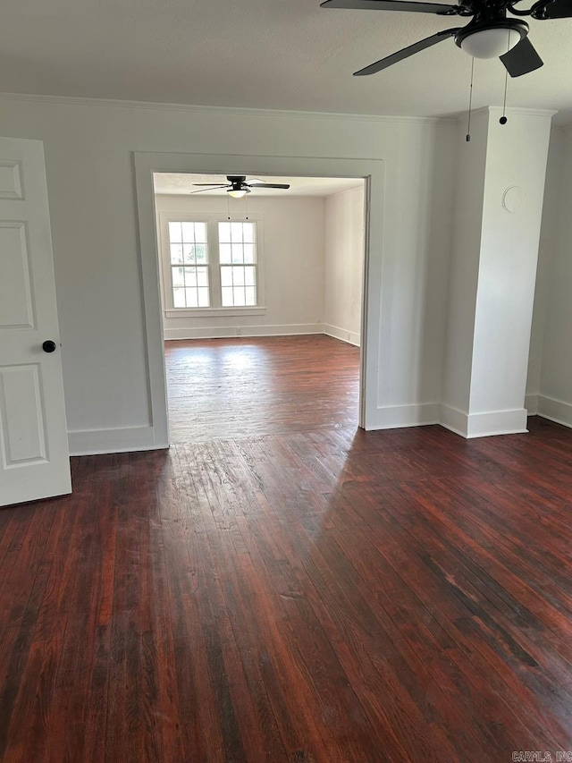 601 N Hickory, Searcy, AR 72143 - empty room with a ceiling fan, wood finished floors, and baseboards