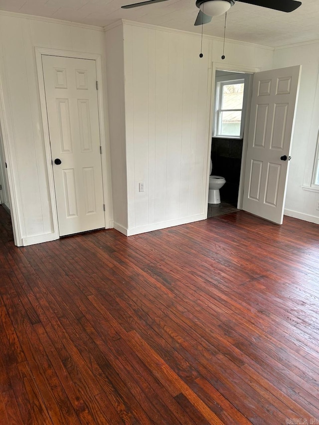 601 N Hickory, Searcy, AR 72143 - unfurnished room with a ceiling fan, crown molding, dark wood finished floors, and baseboards