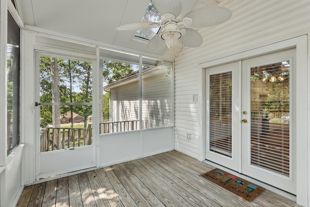 19 Golden Oaks Cv, Maumelle, AR 72113 - unfurnished sunroom featuring a ceiling fan and french doors