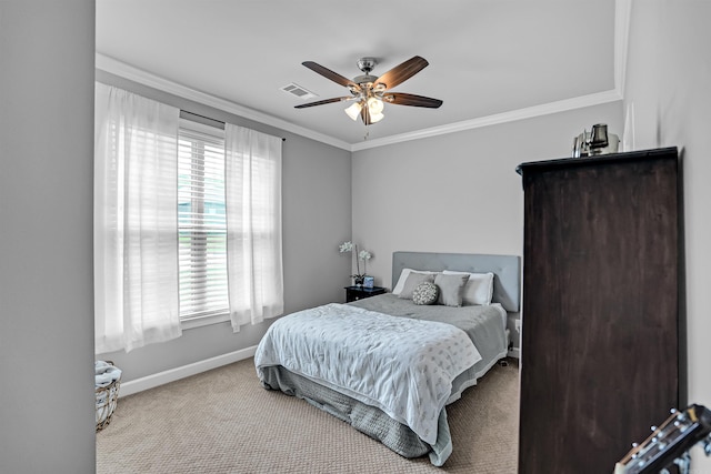 9224 Meadow Gardens Cir, Sherwood, AR 72120 - bedroom with carpet, multiple windows, crown molding, baseboards, and a ceiling fan