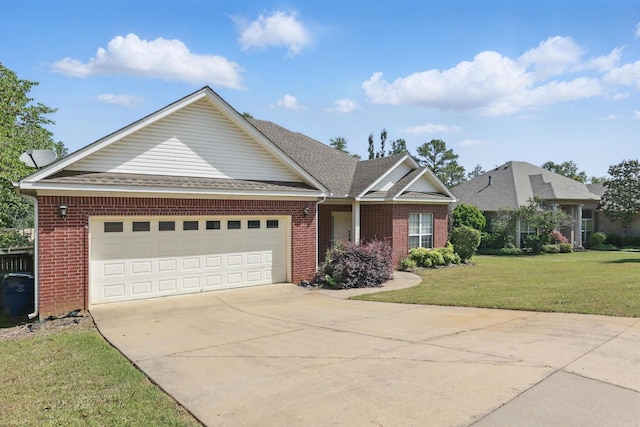 113 Shady Dr, Maumelle, AR 72113 - view of front of property featuring brick siding, a garage, driveway, a front lawn, and roof with shingles