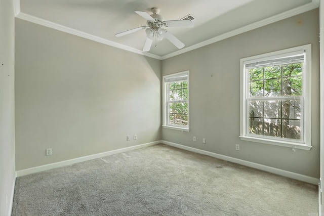 113 Shady Dr, Maumelle, AR 72113 - carpeted spare room with baseboards, crown molding, and ceiling fan