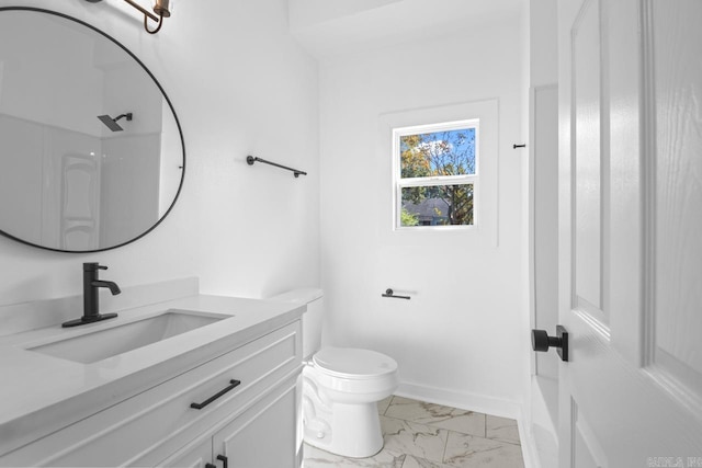 2501 S Maple St, Little Rock, AR 72204 - bathroom with marble finish flooring, toilet, vanity, and a shower