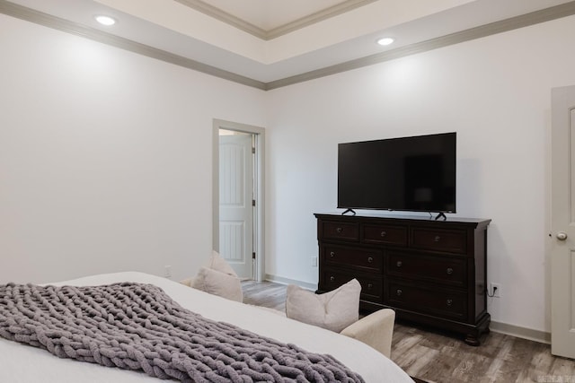 92 Hudson Dr, Sheridan, AR 72150 - bedroom with light wood finished floors, crown molding, recessed lighting, and baseboards