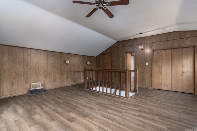 2108 Beechwood, Little Rock, AR 72207 - bonus room with lofted ceiling, a ceiling fan, wood finished floors, wood walls, and baseboards