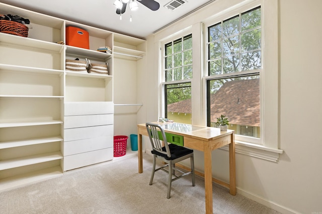 121 N Woodrow St, Little Rock, AR 72205 - carpeted home office with a ceiling fan and baseboards