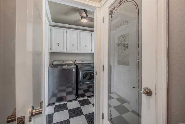 77 Stoneledge Dr, Maumelle, AR 72113 - washroom featuring independent washer and dryer, cabinet space, and crown molding