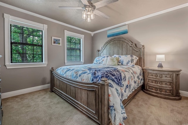 77 Stoneledge Dr, Maumelle, AR 72113 - carpeted bedroom with baseboards, crown molding, and ceiling fan
