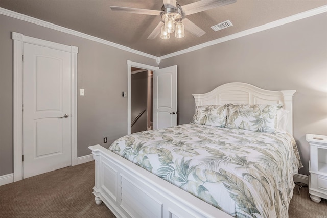 77 Stoneledge Dr, Maumelle, AR 72113 - carpeted bedroom with crown molding, ceiling fan, and baseboards