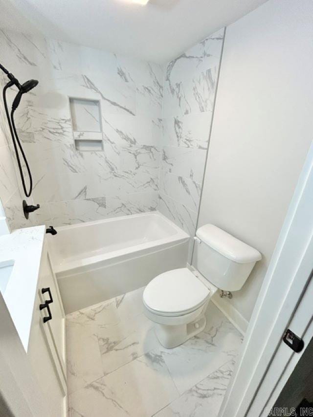 1307 Aplin Ave, Perryville, AR 72126 - full bathroom featuring marble finish floors, toilet, shower / bath combination, and vanity