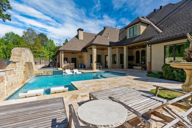 64 Sologne Cir, Little Rock, AR 72223 - view of pool with ceiling fan, a patio area, and an in-ground hot tub