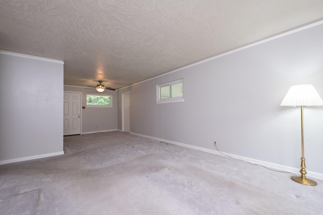 25 Barbara Cir, Little Rock, AR 72204 - carpeted empty room featuring a ceiling fan, baseboards, a textured ceiling, and crown molding
