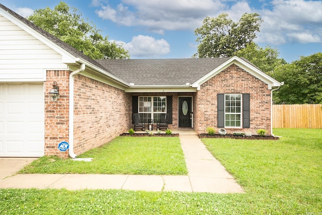 14 Woodbridge, Cabot, AR 72023 - ranch-style home with an attached garage, brick siding, covered porch, and a shingled roof