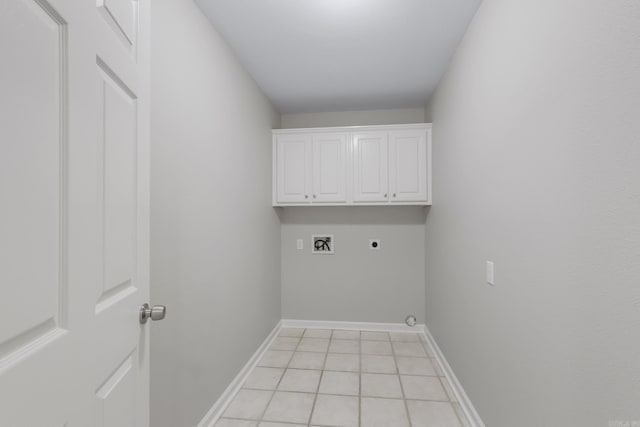 14 Woodbridge, Cabot, AR 72023 - laundry room with hookup for an electric dryer, washer hookup, cabinet space, baseboards, and light tile patterned flooring